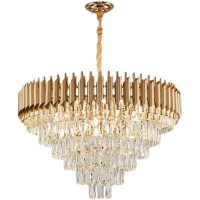 China Wholesale Modern Home Indoor Luxury 9k Modern Round Gold LED Lights Decorative Hanging Light Hanging Crystal Chandelier for sale