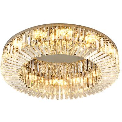 China Contemporary Luxury Led Ceiling Chandelier Decorative Round Chrome Led Modern Gold K9 Crystal Ceiling Light Bedroom Ceiling Lamp for sale