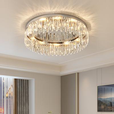 China Luxury Contemporary Modern Round Living Room Crystal Led Ceiling Light for sale