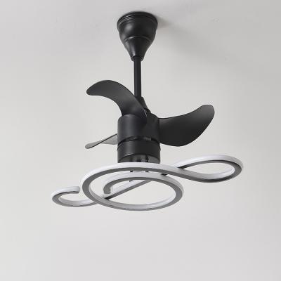 China Modern Music Symbol Modern Remote Control Chandelier Decoration Black White Mute Led Ceiling Fan Lamp for sale