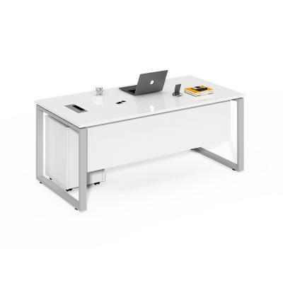 China (Height) Adjustable White Straight Desk with Gray Modesty Panel Frame for sale