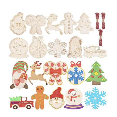 China Nautical Wooden Christmas Ornaments Unfinished Wood Slice Ornaments, Wooden Cutouts For Christmas Decorations Tree Decor Crafts DIY for sale