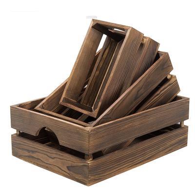 China Nautical Cheap Wooden Fruit Crate Wine Beer Gift Storage Box Basket Packing Box Decorative Best Price for sale