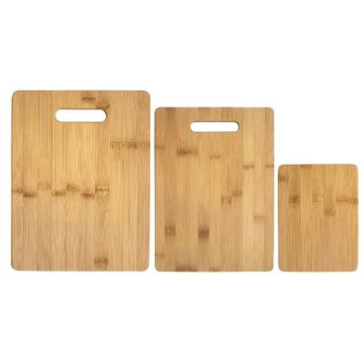 China Hot Selling Custom Made Natural Wooden Bamboo Multifunctional Vegetable Cutting Board With Handle Set Of 3 For Kitchen for sale