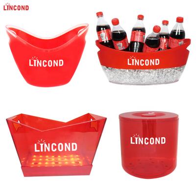 China Viable Factory Direct Popular Lincond LED Beer Wine Ice Bucket Oval Round Wine Cooler for sale