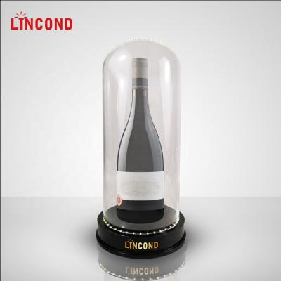 China Exbition Display Rack Etc. Custom Acrylic Beer Bottle Display Lincond LED with Glorifier Dome Lid Glass Wine Bottle for sale