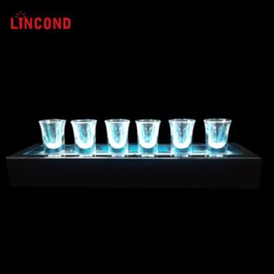 China Lincond LED Shot Glass Tray LED Colored Acrylic Cup Holder for sale