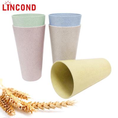 China Lincond Amazon Sustainable Hot Selling Reusable Biodegradable Plastic Tumbler Wheat Straw Cup for sale