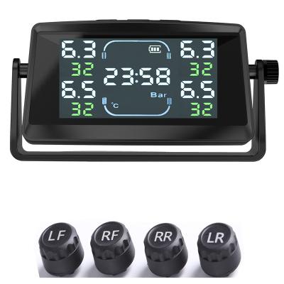 China Fatigue Driving Recall S04 Car Tire Pressure Monitoring System HD Digital LCD Display Solar Charging Automobile Alarms Wireless External TPMS Sensors for sale