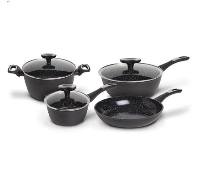 China General Use For Gas And Induction Cooker Marble Coating Kitchenware Cooking Pot Set 7 Pcs for sale