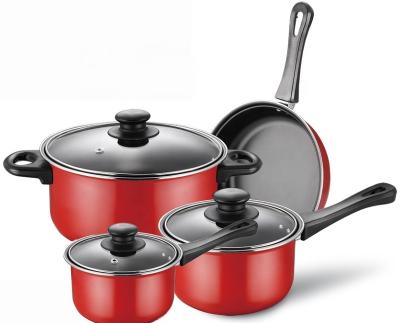 China Durable 10 Pieces Carbon Steel Pot Nonstick Coating Cooking Pot Sets Cassers Cookware Sets Nonstick Kitchen Wares for sale