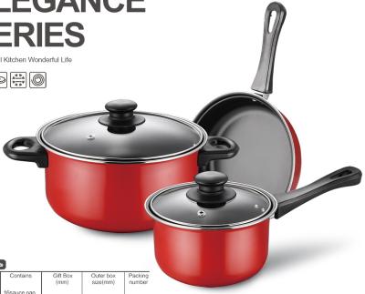 China Sustainable 5 pcs non-stick carbon steel cookware set red carbon steel cookware set 5 pcs for sale