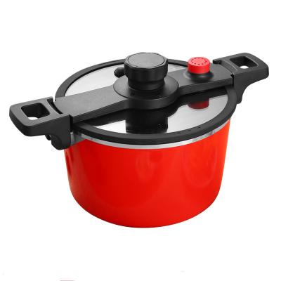 China Sustainable low pressure cooking pot with safe valve, 6.0L sauce pot with non-stick coating use for gas, induction, ceramic and for sale