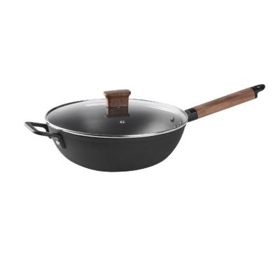 China Viable Non-Stick Carbon Steel Wok Wok Single Handle Home Kitchen Cooking Wok for sale