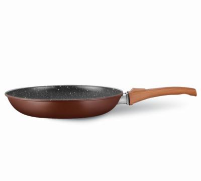 China Viable Marble Coating 24/28cm Frying Pans With Detachable Non Handle Stick Frying Pan Carbon Steel Wok Pan for sale