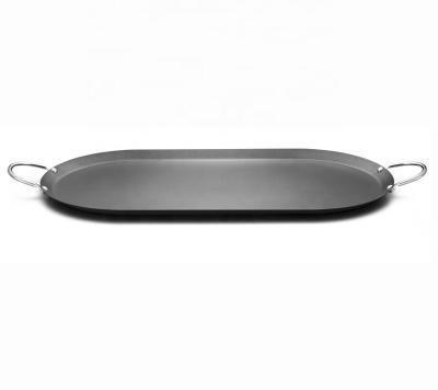 China 43cm Carbon Steel Pancake Pan Sustainable Stick Non Coating Long Shape Cooking Roasting Pan for sale