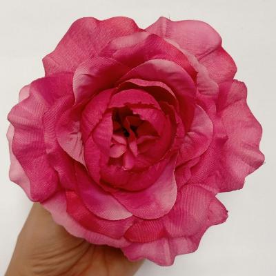 China Chinese silk fabric factory wholesale 12 cm large head artificial flowers rose wedding artificial flower decoration ball technology for sale