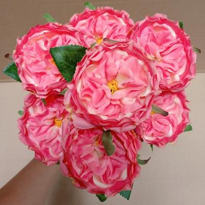 China Wholesale high quality silk fabric and head 7 plastic wedding bouquet factory cheap price artificial roses wedding silk rose artificial flowers for sale