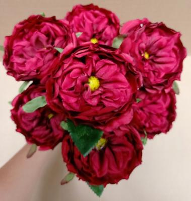 China Silk fabric and artificial silk plastic artificial heads 7 rose wedding flower bouquet to wedding decor for sale