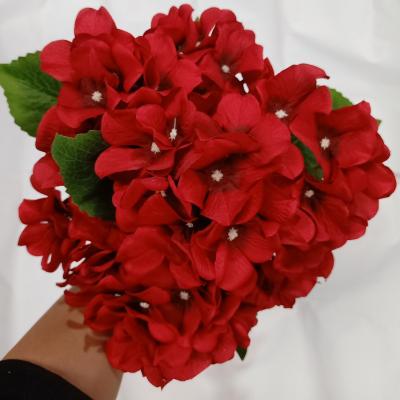 China Wholesale Artificial Flowers Silk Plastic Fabric Wedding Bouquets Flowers As Decorative Multicolor Hydrangea Simulation for sale