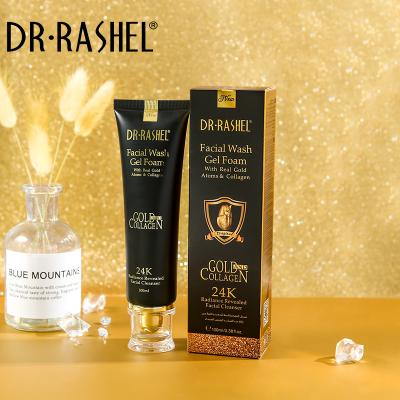 China Acne Treatment DR.RASHEL 24K Gold Atoms Collagen Face Wash Gel Foam Face Cleanser for sale