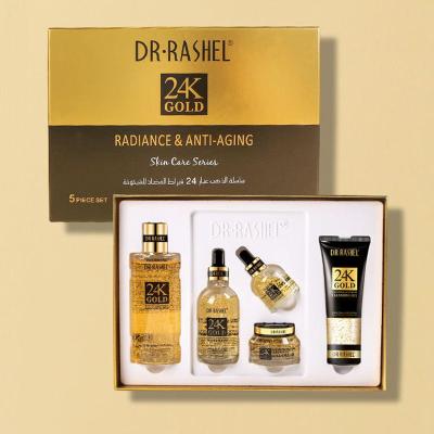 China Anti Aging Skin Moisturizing DR RASHEL 24K Perfect Gold and Radiation Skin Care Set 5pcs for sale