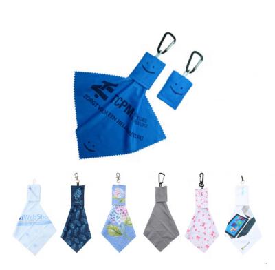 China 2019 Modes Digital Printing Microfiber Cleaning Cloth Key Chain Viable Micro Fiber Lens Cloth With Pouch for sale