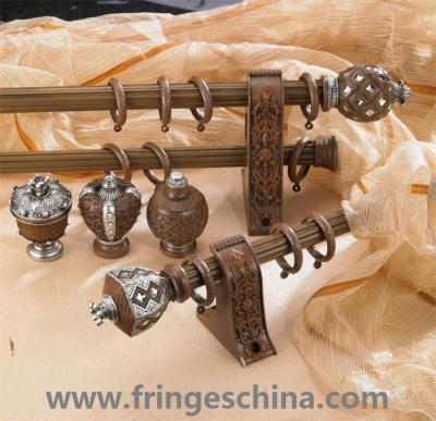 China Hot selling delicate aluminum curtain rod pipe resin finials for home decoration for sale