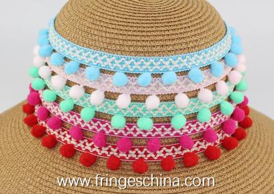 China Machine producing OEM wholesale beautiful fabric drapery trimmings beaded pom pom fringes for sale