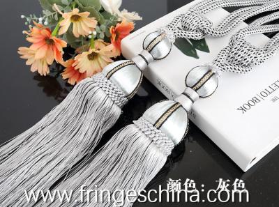 China Delicate custom long tassel fringe trimming for curtain attractive tieback hanging ball for sale