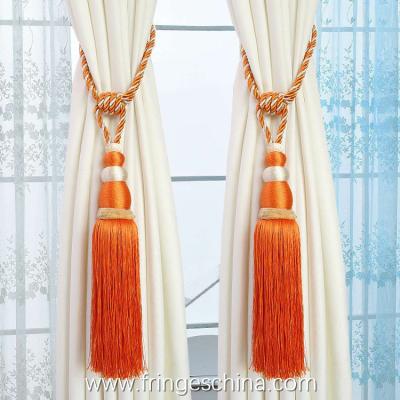 China Delicate custom long tassel fringe trimming for curtain attractive tieback hanging ball for sale