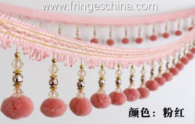 China Machine producing OEM wholesale beautiful trimmings beaded pom pom fringes for sale