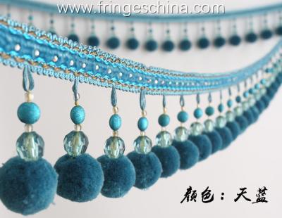 China Machine producing OEM wholesale beautiful trimmings beaded pom pom fringes for sale