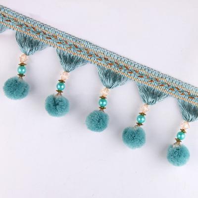 China Machine producing OEM wholesale beautiful trimmings beaded pom pom fringes for sale