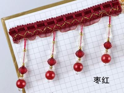 China Handmade fashionable chain beads lace tassels fringes for curtain/sofa/pillow decoration for sale