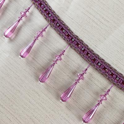 China Handmade fashionable chain beads lace tassels fringes for curtain/sofa/pillow decoration for sale