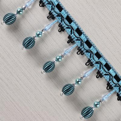 China Handmade fashionable chain beads lace tassels fringes for curtain/sofa/pillow decoration for sale