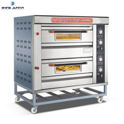 China Bakery commercial 12 inch 16 inch 18 inch pizza oven price gas pizza oven with stone each deck can hold two 16 inch pizzas for sale