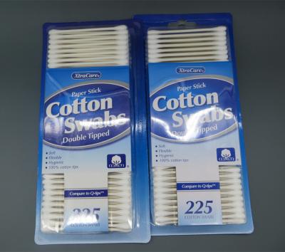 China 375pcs Household Stick Double Slanted Plastic Cotton Swab With Blister Card Pack for sale