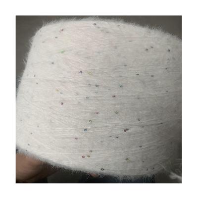 China Order Yarn Sequin Chat 2022's New Fashion High Quality Fancy Yarn, 2CM Feather Yarn with Sequin for Flat Machine and etc. hand knitting. for sale