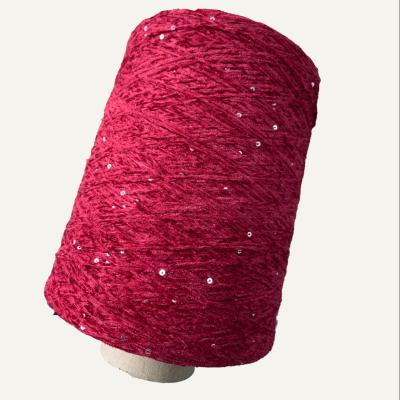 China Fancy Yarn Sequin Thread 100%P Chenille combine with sequin fashion for weaving and hand knitting etc. for sale