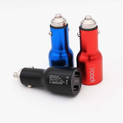 China Metal fast electronic dual port smart mobile phone usb charger mini car qc3.0 charger for sale