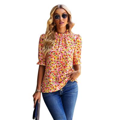 China Breathable Europe and the United States women's casual style main 2023 spring and summer floral blouses female vacation style for sale