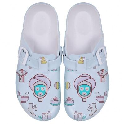 China Printed Women Slippers Sandals Fashion Waterproof Printed Buckle Adjustable Nurses Clogs For Women for sale