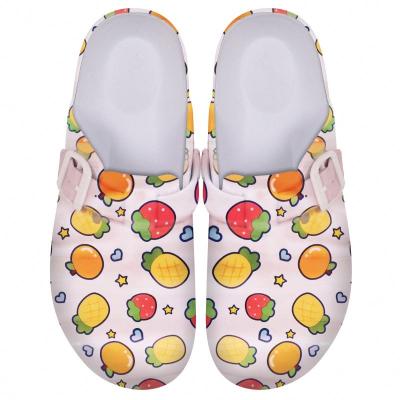 China Supplier Verified Women Sandals Woman Waterproof Fruit Printing Clogs Comfortable Shoes School Sandal For Ladies for sale