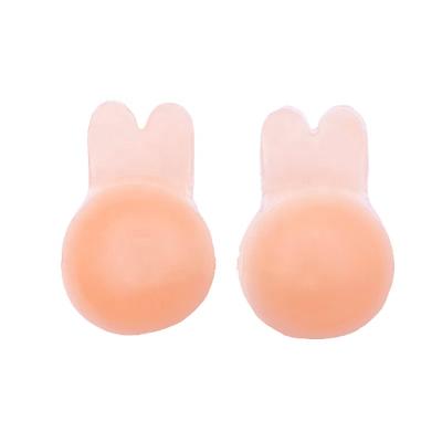 China QUICK DRY Comfortable Wireless Lift Pump Lift Up Clear Invisible Strapless Female Rabbit Ear Silicone Bra for sale