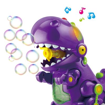 China flashing lights & Sounds effects bump and disappear automatic durable bubble blower, continuous blow bubble from dinosaur mouth, bubble machine for kids light and sound for sale