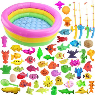 China Interactive Dolphin Rod Parent-child Game Baby Game Water Bath Toys Collapsing Magnetic Fishing Toys For Children for sale