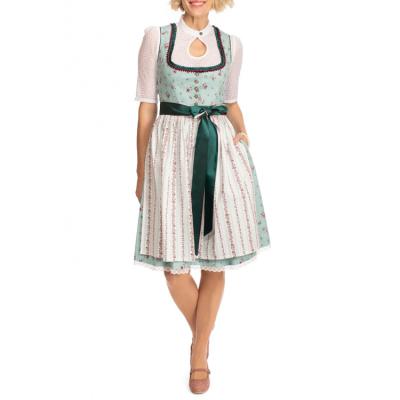 China Beer Girl Costume Anti-Static Traditional German Mint Green Midi Bavarian Dirndl With Sashes for sale