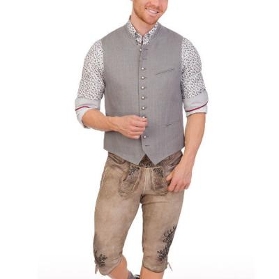 China Anti-wrinkle german trachten 100% oktoberfest canvas embroidery vest bavarian vest for men for sale